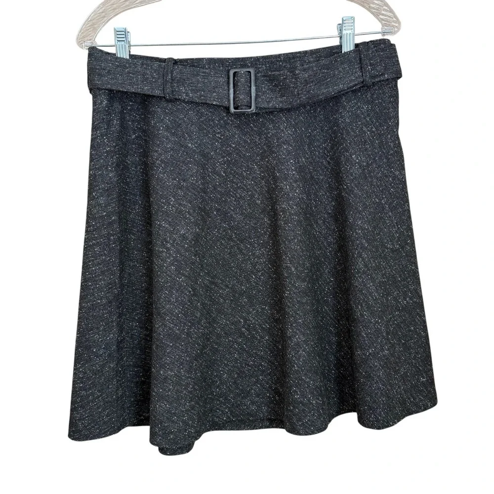 LOFT Skirt‎ Womens 10 NWT Gray Tweed A Line Belted Lined